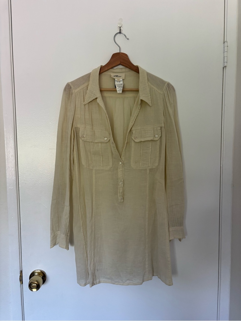 Isabel Marant Cream Lightweight Gauze Tunic with Chest Pockets